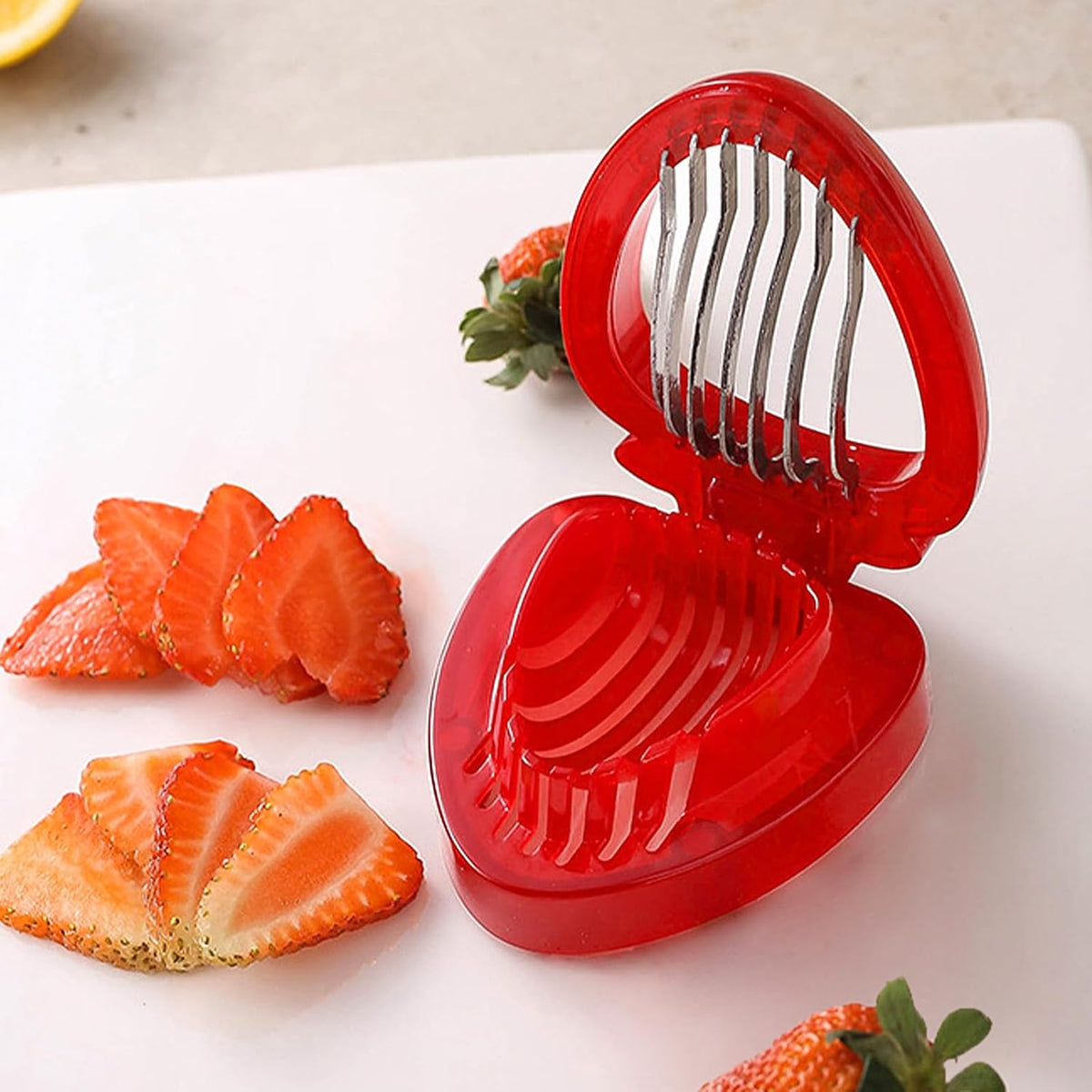 Strawberry Huller Stem Remover and Strawberry Slicer Set-Fruit Picker Stalks Tools,Stainless Steel Blade Kitchen Tools and Gadgets,Mini Fruit Slicer Cut Tools 2pcs