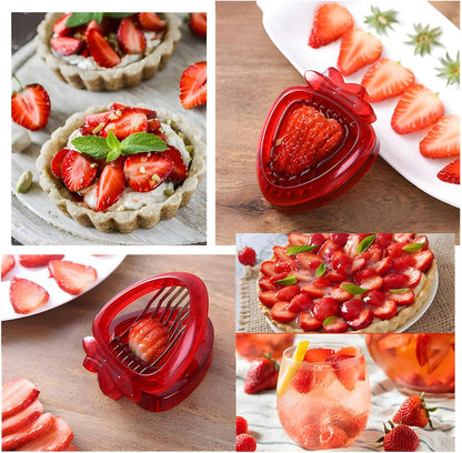 Strawberry Huller Stem Remover and Strawberry Slicer Set-Fruit Picker Stalks Tools,Stainless Steel Blade Kitchen Tools and Gadgets,Mini Fruit Slicer Cut Tools 2pcs