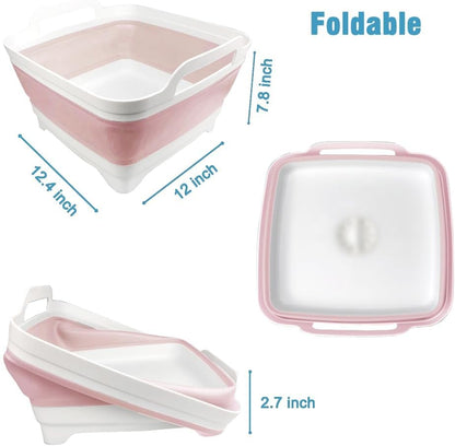 Collapsible Dish Basin, Washing Basin for 9L large Capacity, Pink