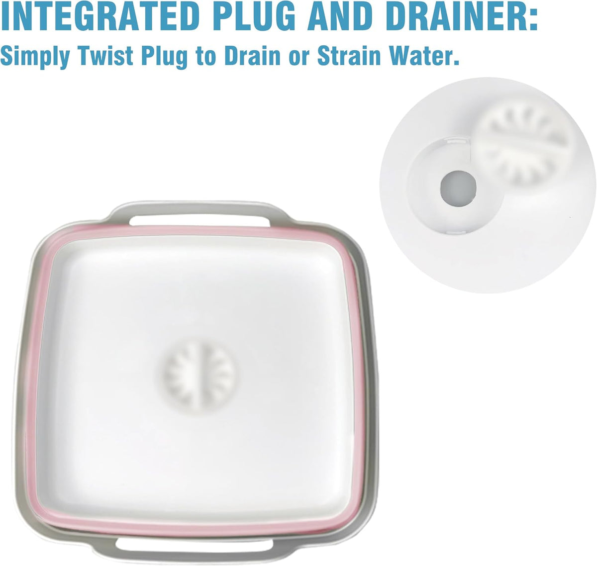 Collapsible Dish Basin, Washing Basin for 9L large Capacity, Pink