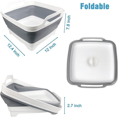 Collapsible Dish Basin, Washing Basin for 9L large Capacity, Pink