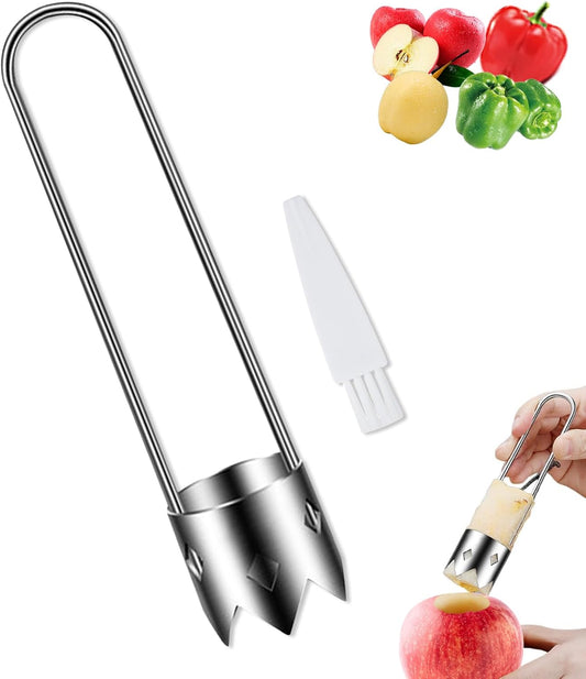 Apple Corer, Stainless Steel Apple Core Remover Tool, Bell Pepper Seed Core Remover, Multifunctional Vegetable Fruit Corer Tools Kitchen Gadget (1 Pcs)