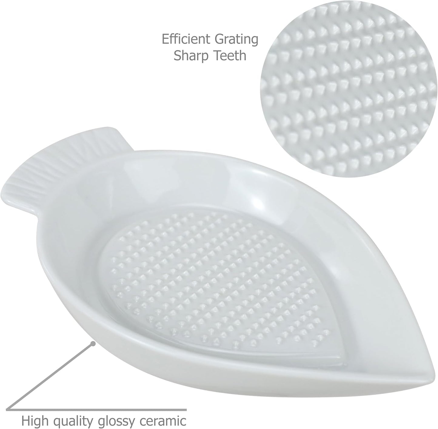 Ceramic Grater Plate Grinding Dish with Spoon and Brushes | For Grating Wasabi Ginger Garlic Cheese Carrot Fruits Vegetables, Working for Home Kitchen Cooking Preparation