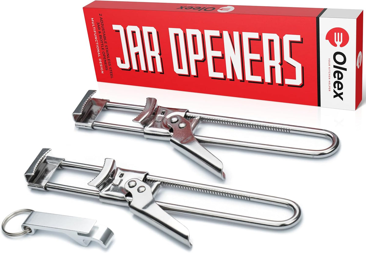 Oleex Jar Opener for Weak Hands with Keychain Bottle Cap Opener. Easy Jar Opener for Seniors with Arthritis or Kids Jar Openers. Jar Gripper Tight Lid Opener and Bottle Opener Kitchen Gadgets