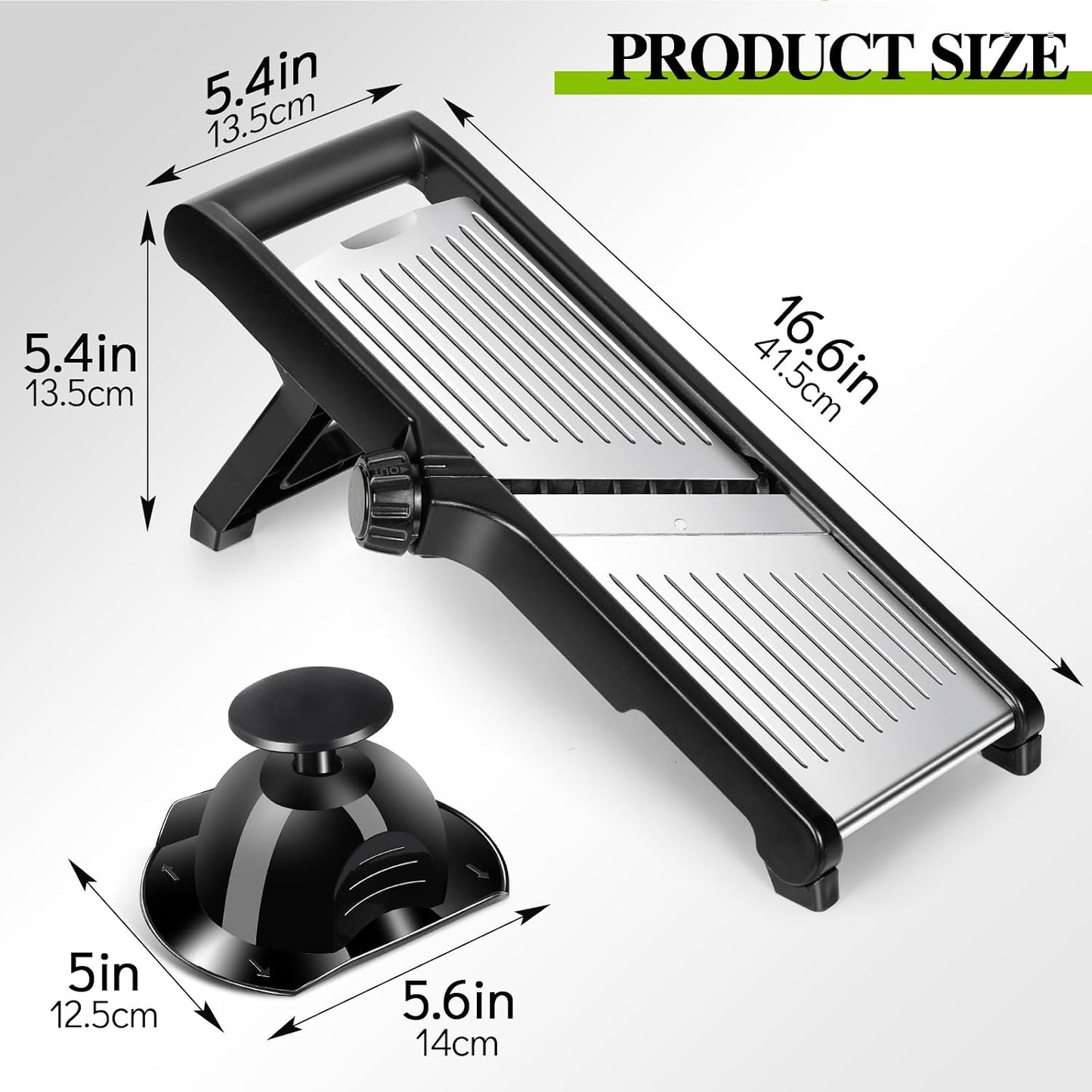 Mandoline Slicer for Kitchen, Adjustable Stainless Steel Food Slicer | Vegetable Chopper Onion Waffle French Fry Cutter Potato Chip Julienne Slicer with Safety Gloves & Cleanning Brush