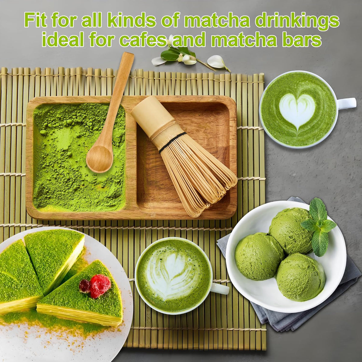 Matcha Whisk Set with Matcha Bowl, Matcha Bamboo Whisk, Scoop, Sifter, Matcha Whisk Holder Unique Gifts for Women/Men Mom/Dad, Birthday Gift for Friend/Family