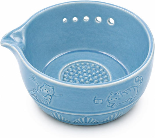 Pottery Herb Stripper Bowl, 2 in 1 Herb Stripper Bowl and Garlic-Onion-Ginger Grater, Pottery Herb Stripper, Food Prep & Dip Bowl