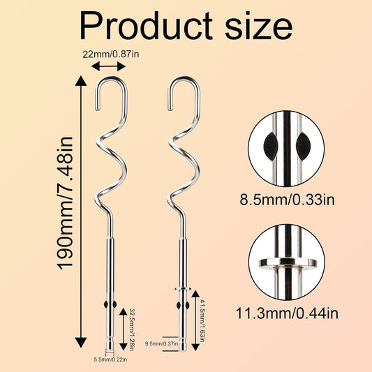 2pcs 990143000 Mixer Dough Hook for Hamilton, Stainless Steel Hand Mixer Replacement Beaters Attachments Dough Hook Accessories Compatible with Hamilton Beach 62630R 62632R 62633R