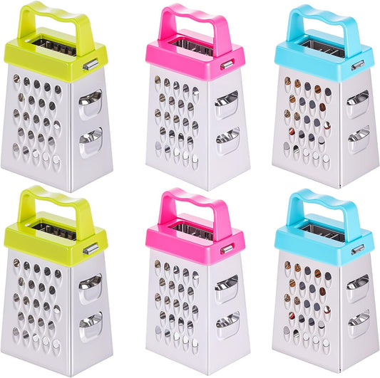 6 Pcs Mini Cheese Grater Stainless Steel Box Grater Fine Coarse Handheld Slicer with 4 Sides Small Box Food Shredder Safe Zester for Kitchen Cheese Garlic Ginger Vegetable Potatoes