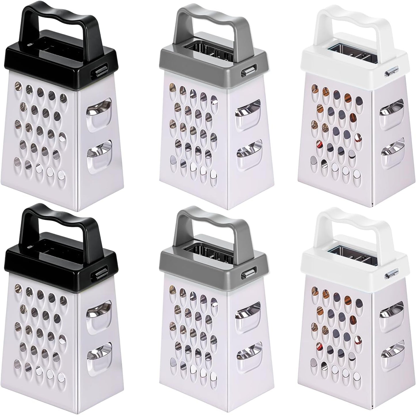 6 Pcs Mini Cheese Grater Stainless Steel Box Grater Fine Coarse Handheld Slicer with 4 Sides Small Box Food Shredder Safe Zester for Kitchen Cheese Garlic Ginger Vegetable Potatoes