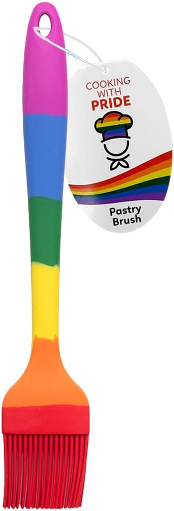 Cooking With Pride Non-Stick Pastry Brush, Heat-Safe Silicone With Iron Core, 8.5-Inch