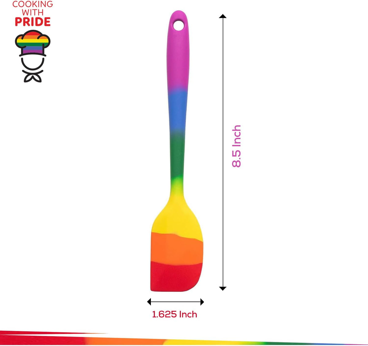 Cooking With Pride Non-Stick Pastry Brush, Heat-Safe Silicone With Iron Core, 8.5-Inch