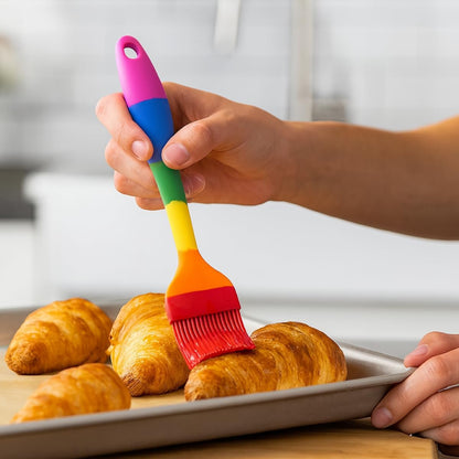 Cooking With Pride Non-Stick Pastry Brush, Heat-Safe Silicone With Iron Core, 8.5-Inch