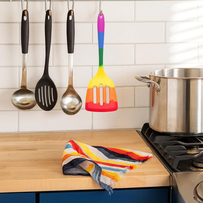 Cooking With Pride Non-Stick Pastry Brush, Heat-Safe Silicone With Iron Core, 8.5-Inch