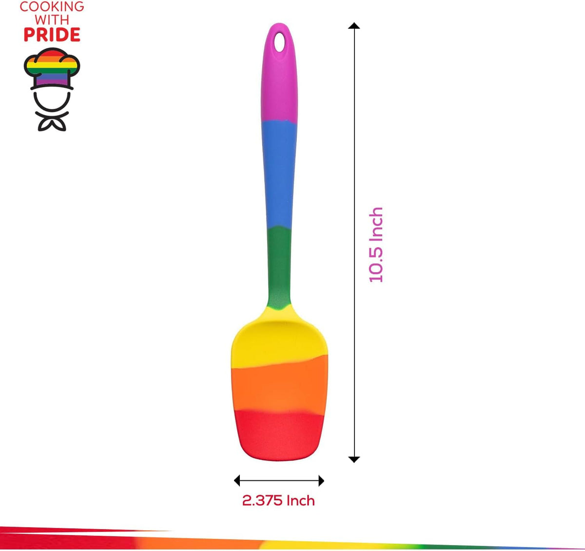Cooking With Pride Non-Stick Pastry Brush, Heat-Safe Silicone With Iron Core, 8.5-Inch