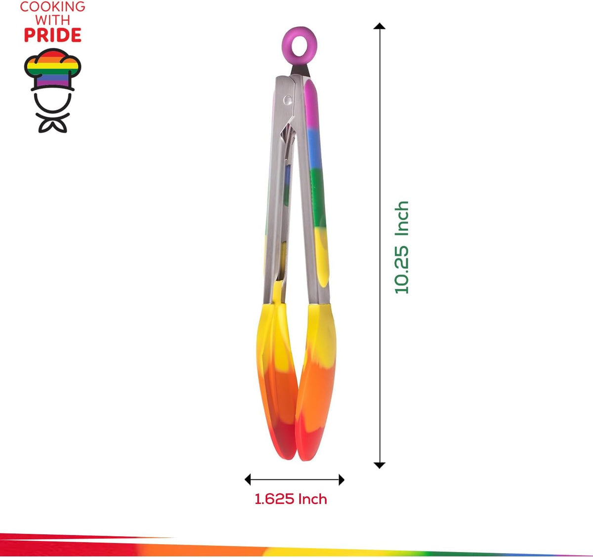 Cooking With Pride Non-Stick Pastry Brush, Heat-Safe Silicone With Iron Core, 8.5-Inch