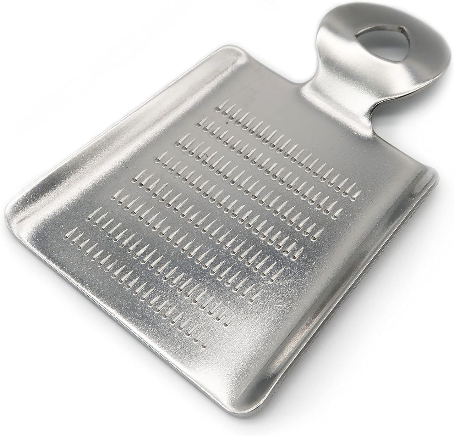 Mini Grater for Small Portion of Whole Nutmeg, Cinnamon Sticks, Fresh Turmeric, Ginger, Garlic, Wasabi, etc. Stainless Steel, Made in Japan Silver 3.6 inch x 2.4 inch x 0.3 inch 00023-110