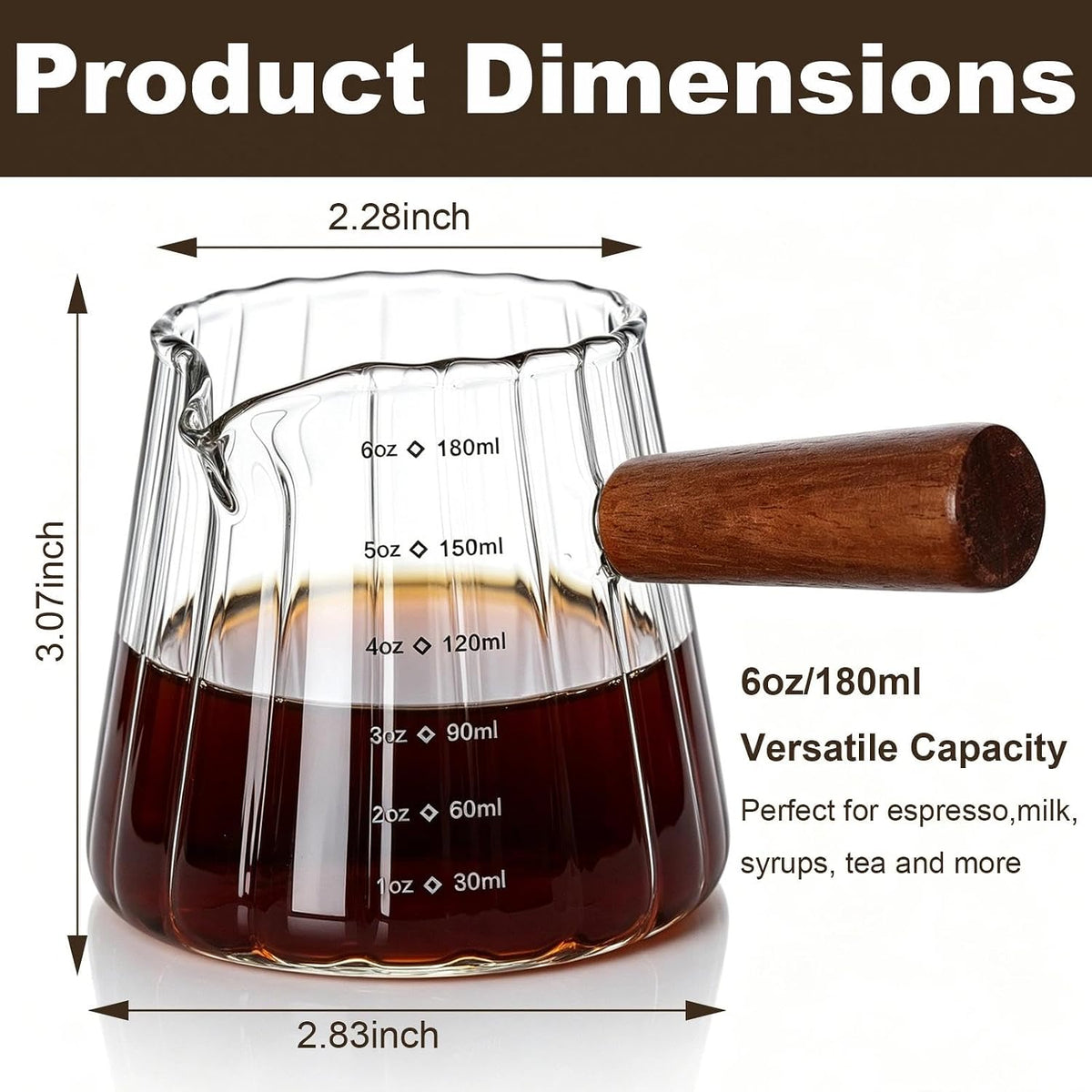 6OZ Espresso Shot Cups with Scale, Glass Measuring Cup, Coffee Accessories