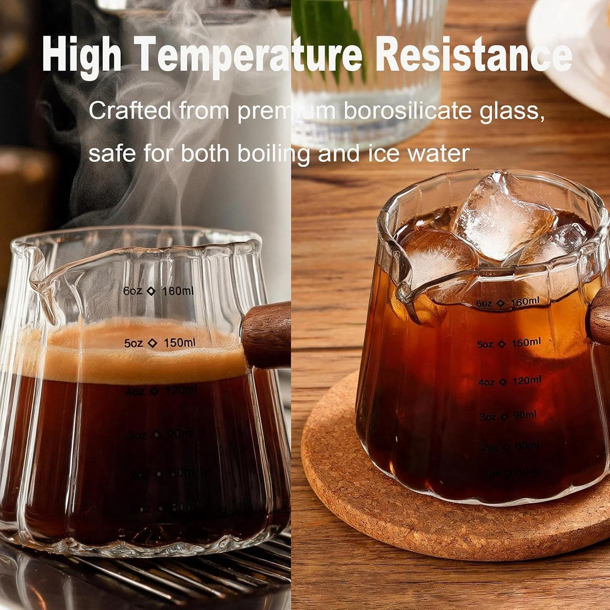 6OZ Espresso Shot Cups with Scale, Glass Measuring Cup, Coffee Accessories
