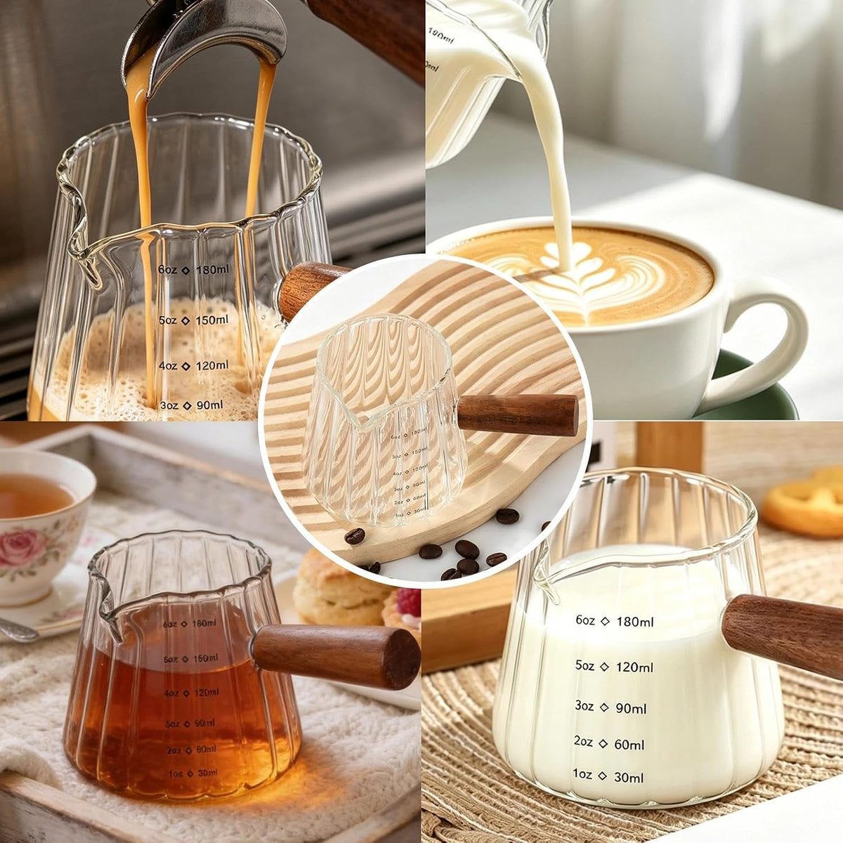 6OZ Espresso Shot Cups with Scale, Glass Measuring Cup, Coffee Accessories