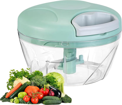 Manual Food Processor Vegetable Chopper,‌ Portable Hand Pull String Garlic Mincer Onion Cutter for Veggies, Suitable for Vegetables, Ginger, Garlic, Fruits, Onion, Potato, Salad (Green 500 ml)