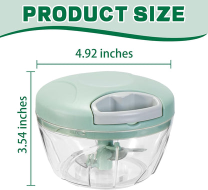 Manual Food Processor Vegetable Chopper,‌ Portable Hand Pull String Garlic Mincer Onion Cutter for Veggies, Suitable for Vegetables, Ginger, Garlic, Fruits, Onion, Potato, Salad (Green 500 ml)
