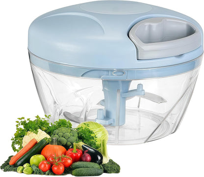 Manual Food Processor Vegetable Chopper,‌ Portable Hand Pull String Garlic Mincer Onion Cutter for Veggies, Suitable for Vegetables, Ginger, Garlic, Fruits, Onion, Potato, Salad (Green 500 ml)