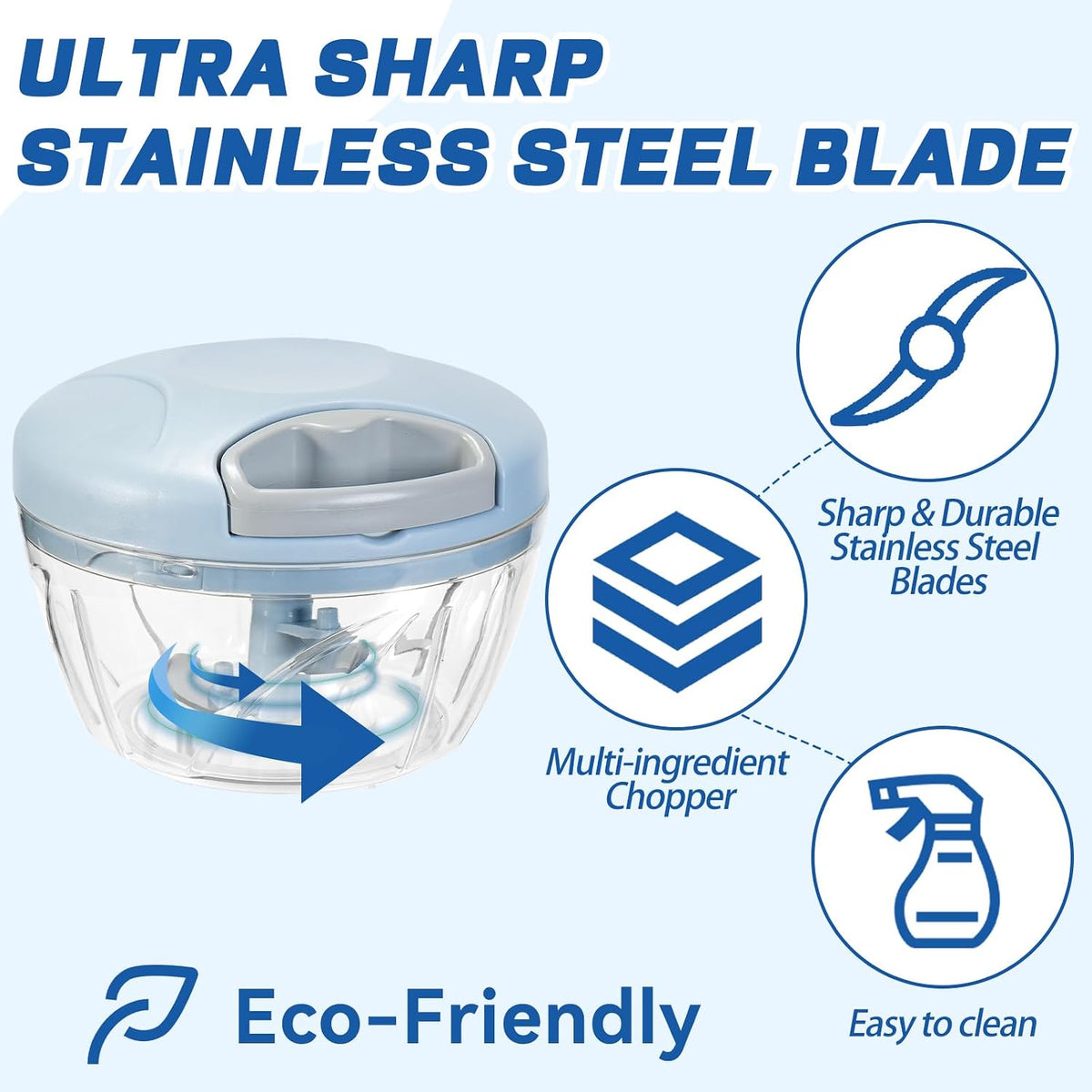 Manual Food Processor Vegetable Chopper,‌ Portable Hand Pull String Garlic Mincer Onion Cutter for Veggies, Suitable for Vegetables, Ginger, Garlic, Fruits, Onion, Potato, Salad (Green 500 ml)