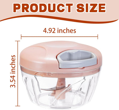 Manual Food Processor Vegetable Chopper,‌ Portable Hand Pull String Garlic Mincer Onion Cutter for Veggies, Suitable for Vegetables, Ginger, Garlic, Fruits, Onion, Potato, Salad (Green 500 ml)