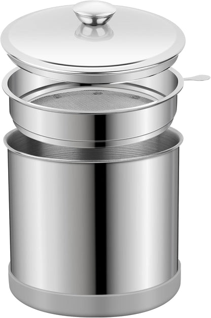 1.2L Bacon Grease Container with Fine Mesh Strainer