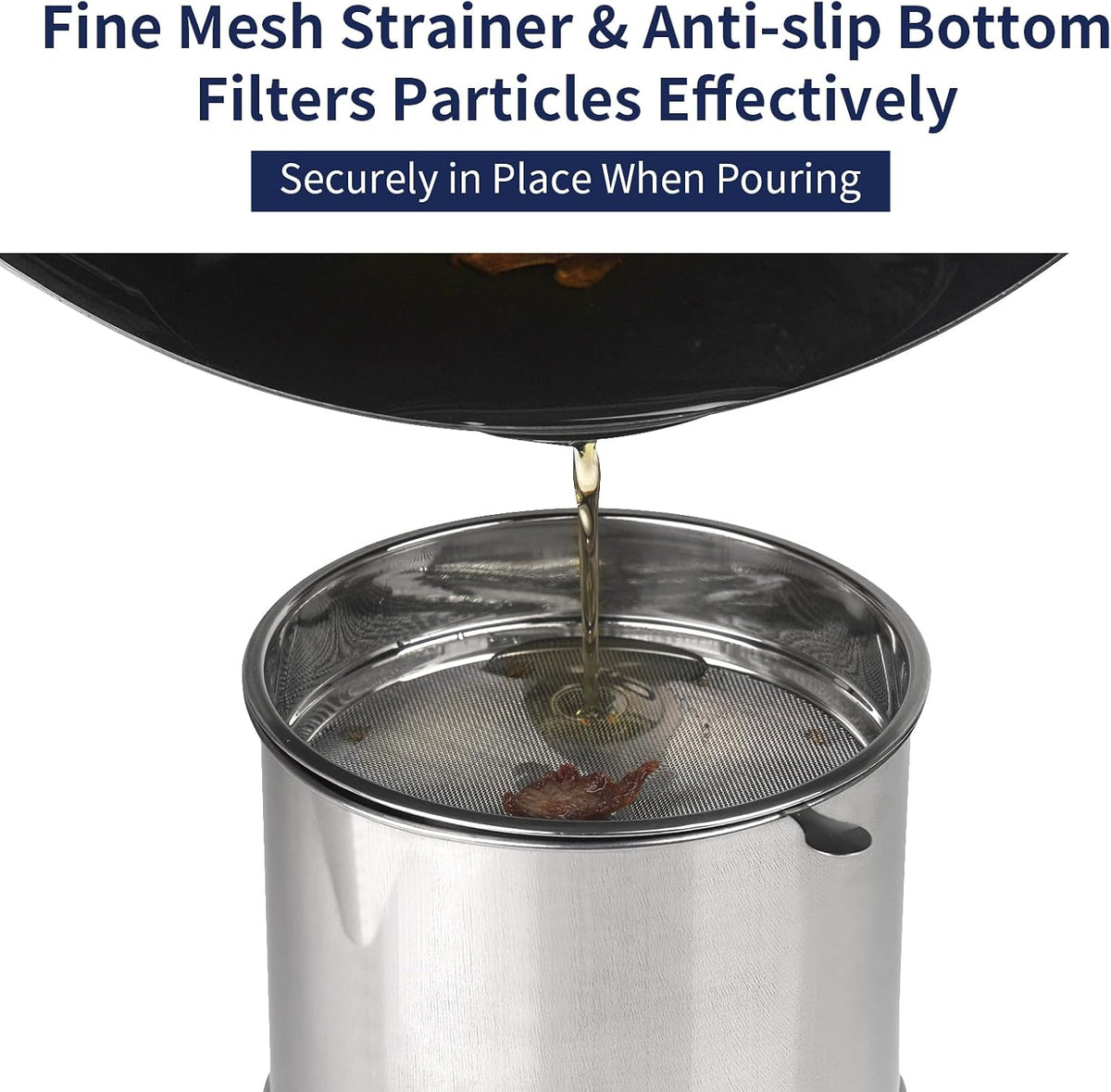 1.2L Bacon Grease Container with Fine Mesh Strainer