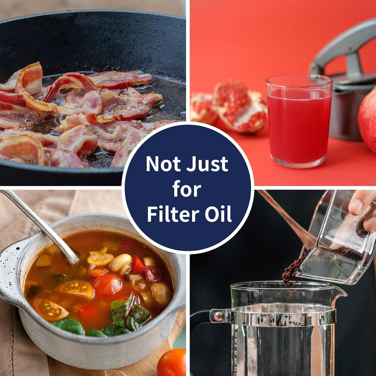 1.2L Bacon Grease Container with Fine Mesh Strainer