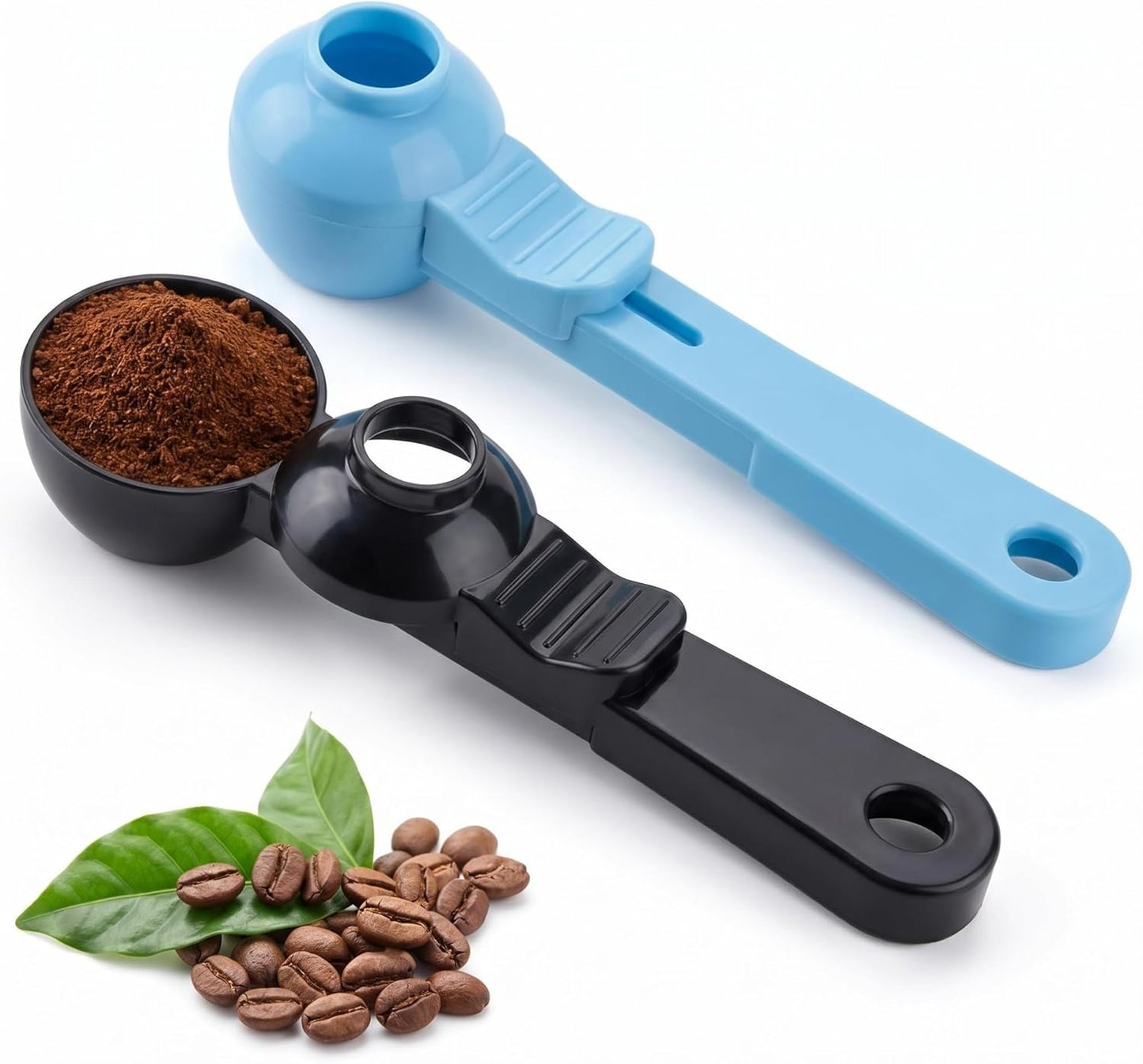 2pcs 2TBSP Coffee Scoop with Funnel, Funnel Design Prevents Spills | Multi Purpose Reusable K Cup Refillable Pods Use for ground coffee protein powder tea espresso cocoa and baking ingredients