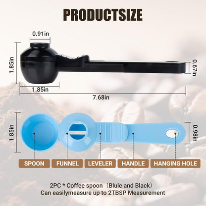 2pcs 2TBSP Coffee Scoop with Funnel, Funnel Design Prevents Spills | Multi Purpose Reusable K Cup Refillable Pods Use for ground coffee protein powder tea espresso cocoa and baking ingredients