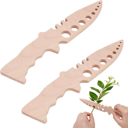 2Pcs Wooden Herbs Leaf Stripper, Wooden Herb Stripper Herb Leaves Cutter for Cooking Gifts Kitchen Cooking Appliances Wooden Herb Peeler with Holes for Cilantro Rosemary Basil Thyme Sage