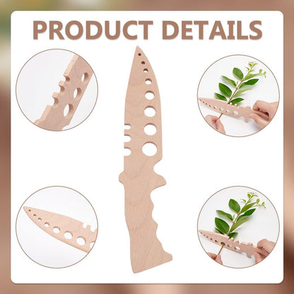 2Pcs Wooden Herbs Leaf Stripper, Wooden Herb Stripper Herb Leaves Cutter for Cooking Gifts Kitchen Cooking Appliances Wooden Herb Peeler with Holes for Cilantro Rosemary Basil Thyme Sage