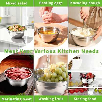 Stainless Steel Mixing Bowls with Color Lids, 7-Piece Set