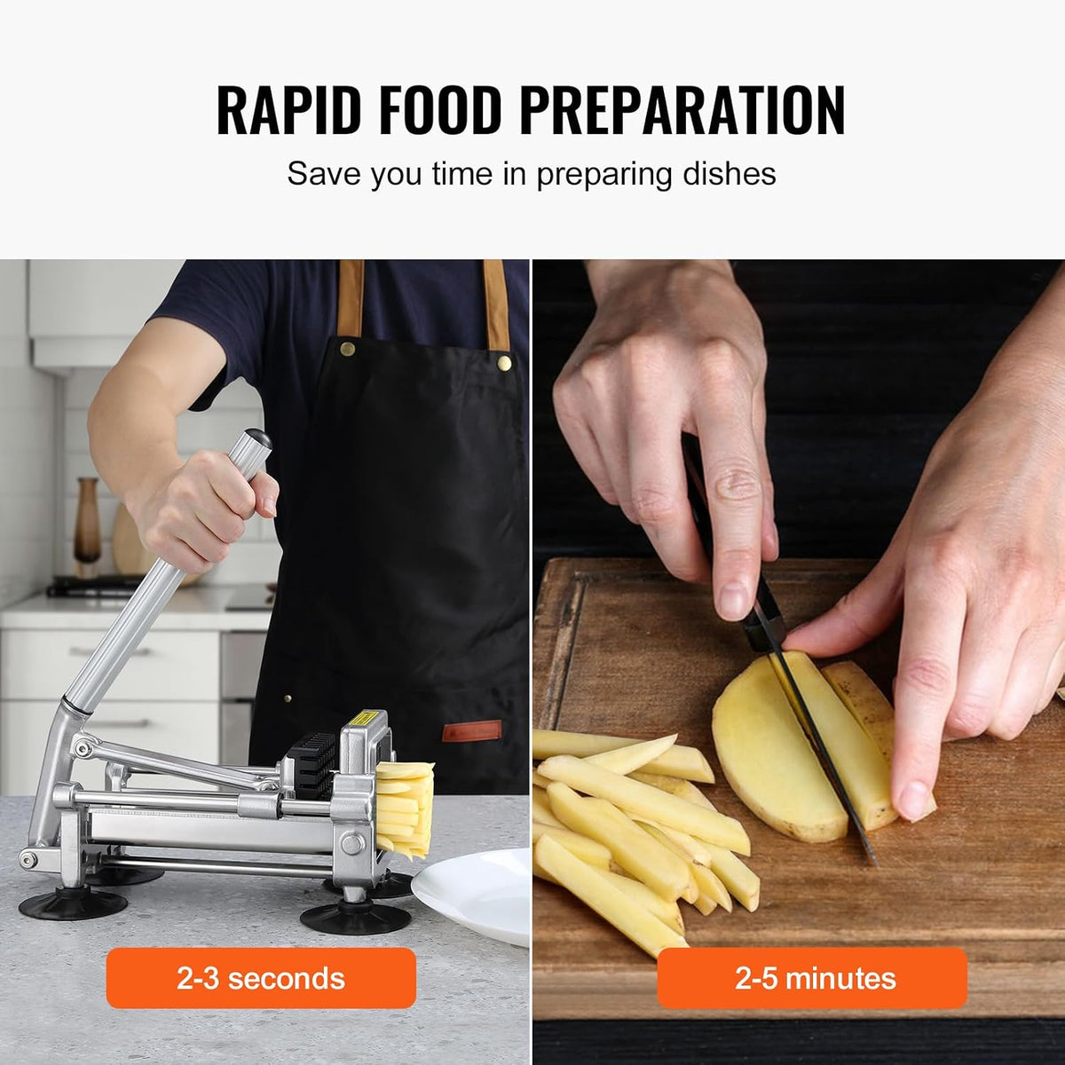 French Fry Cutter, Potato Slicer with 1/2", "3/8", "1/4 Stainless Steel Blades, Manual Potato Cutter Chopper with Suction Cups, Great for Potato, French Fries, Cucumber, Vegetables, Carrot