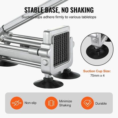 French Fry Cutter, Potato Slicer with 1/2", "3/8", "1/4 Stainless Steel Blades, Manual Potato Cutter Chopper with Suction Cups, Great for Potato, French Fries, Cucumber, Vegetables, Carrot