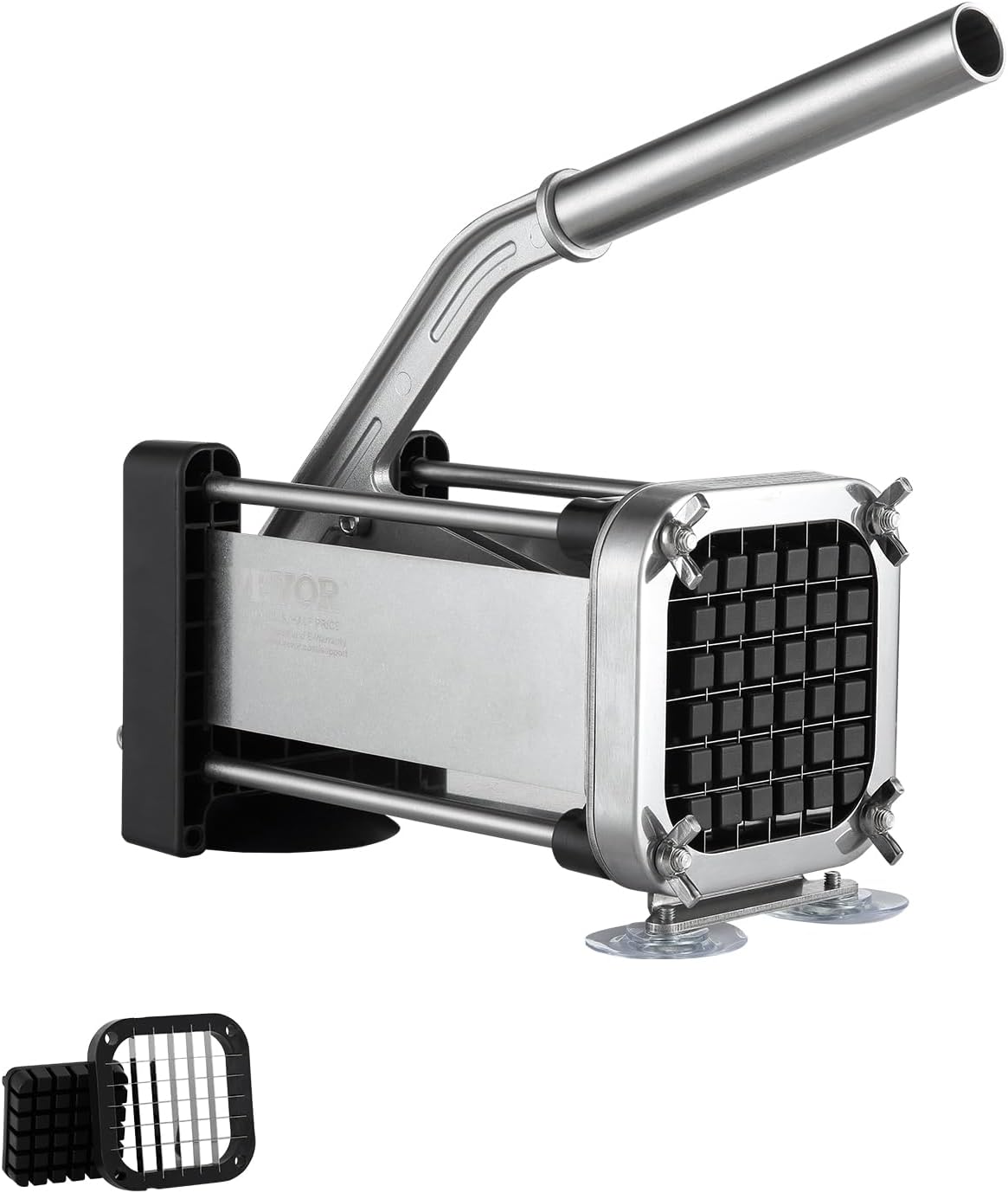 French Fry Cutter, Potato Slicer with 1/2", "3/8", "1/4 Stainless Steel Blades, Manual Potato Cutter Chopper with Suction Cups, Great for Potato, French Fries, Cucumber, Vegetables, Carrot