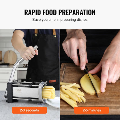 French Fry Cutter, Potato Slicer with 1/2", "3/8", "1/4 Stainless Steel Blades, Manual Potato Cutter Chopper with Suction Cups, Great for Potato, French Fries, Cucumber, Vegetables, Carrot