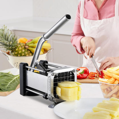 French Fry Cutter, Potato Slicer with 1/2", "3/8", "1/4 Stainless Steel Blades, Manual Potato Cutter Chopper with Suction Cups, Great for Potato, French Fries, Cucumber, Vegetables, Carrot