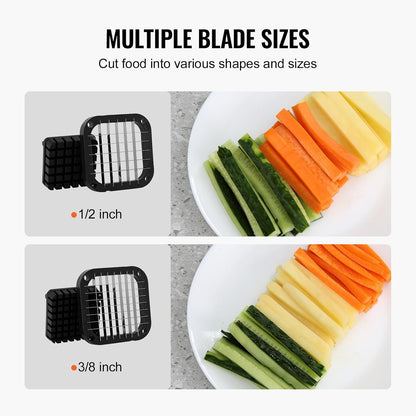French Fry Cutter, Potato Slicer with 1/2", "3/8", "1/4 Stainless Steel Blades, Manual Potato Cutter Chopper with Suction Cups, Great for Potato, French Fries, Cucumber, Vegetables, Carrot
