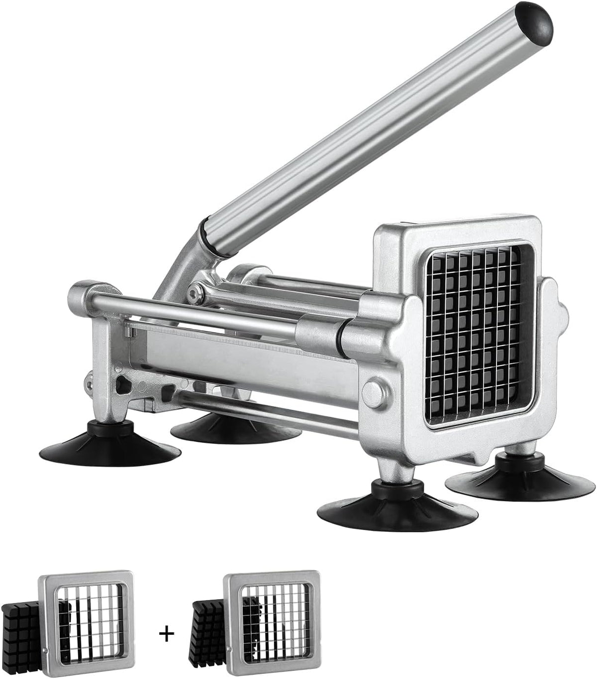 French Fry Cutter, Potato Slicer with 1/2", "3/8", "1/4 Stainless Steel Blades, Manual Potato Cutter Chopper with Suction Cups, Great for Potato, French Fries, Cucumber, Vegetables, Carrot