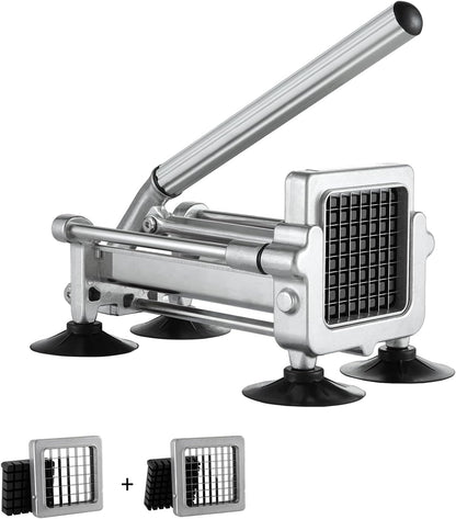 French Fry Cutter, Potato Slicer with 1/2", "3/8", "1/4 Stainless Steel Blades, Manual Potato Cutter Chopper with Suction Cups, Great for Potato, French Fries, Cucumber, Vegetables, Carrot