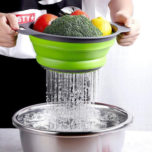 2 Pack Collapsible Colander Set, Foldable Collapsible Strainers for Kitchen, Small Round Colander with Base and Handles for Pasta, Fruit, Vegetables – Space-Saving Kitchen Strainer Baskets