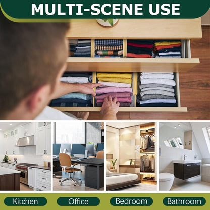 Kitchen Drawer Dividers 6 Pack Bamboo Drawer | 17-22" Adjustable, Spring Loaded, Expandable Utensil Organizer, Works in Kitchen, Dresser, Closet, Bathroom, Bedroom