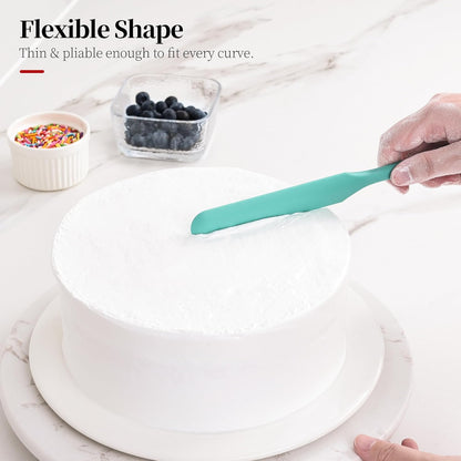 600ºF Heat Resistant Silicone Spatula Spoonula Set of 4, Aqua Sky | High Heat Food Safe Kitchen Use Scraper for Cooking Baking Mixing Scraping Stirring Cake Nonstick Cookware Pan Bowl