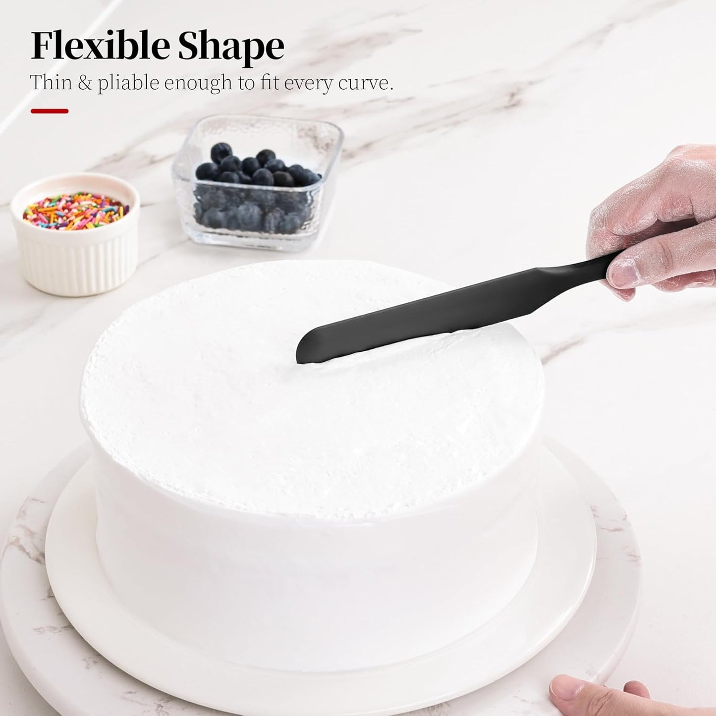 600ºF Heat Resistant Silicone Spatula Spoonula Set of 4, Aqua Sky | High Heat Food Safe Kitchen Use Scraper for Cooking Baking Mixing Scraping Stirring Cake Nonstick Cookware Pan Bowl