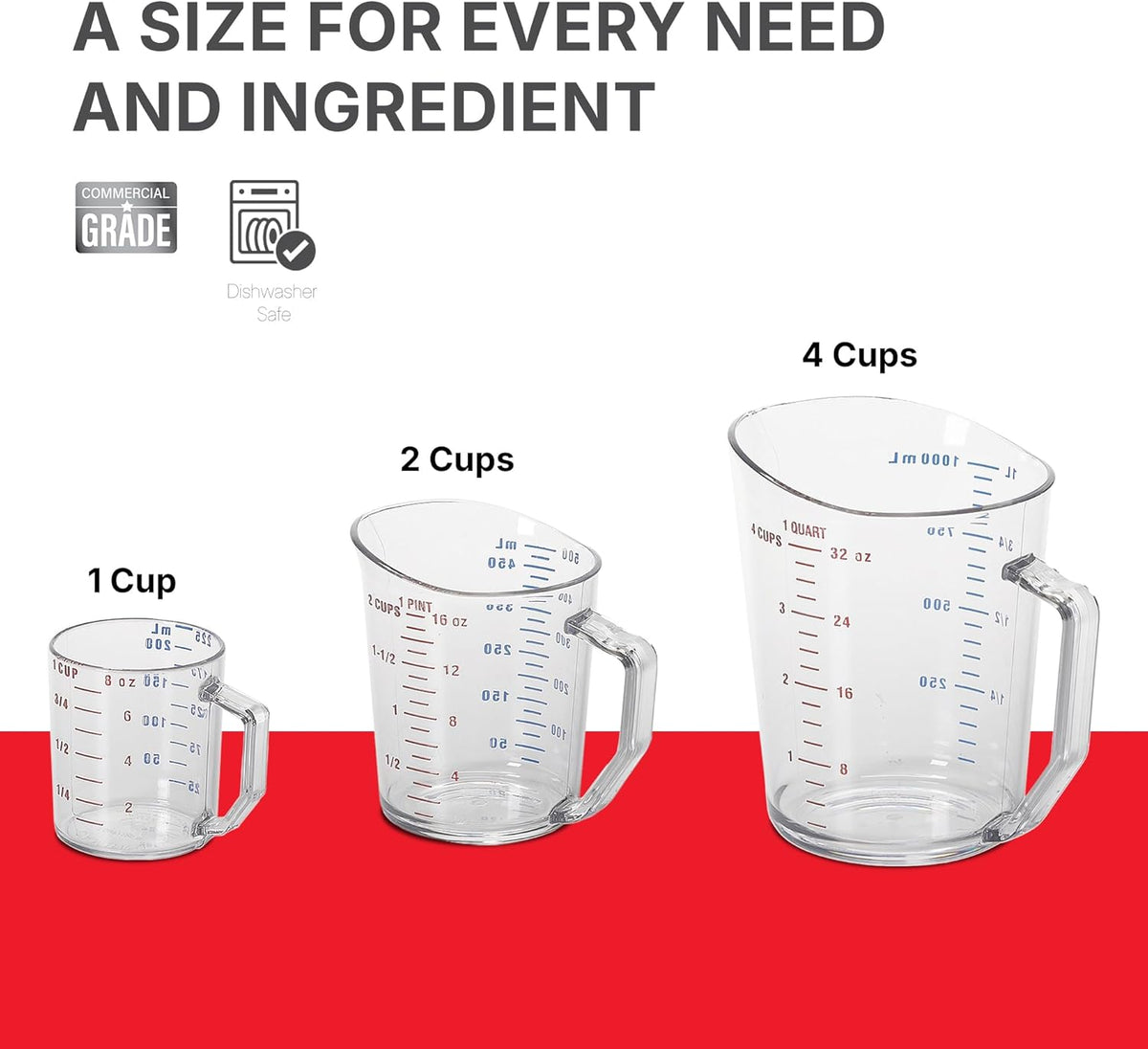 Cambro 200MCCW 2 qt Capacity, Camwear Clear Polycarbonate Liquid Measuring Cup (200MCCW135)
